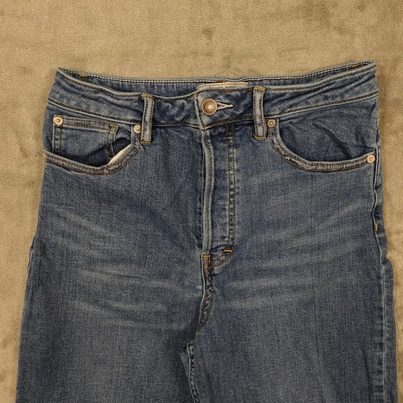 Free People jeans high rise wide leg crop women's 28 blue denim button fly - Picture 2 of 13